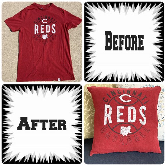Cincinnati Reds MLB Baseball Handmade upcycled T-shirt 16x16 Throw pillow cover - Picture 2 of 11